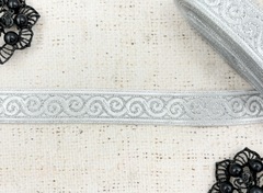 Тесьма жаккард люрекс, ш. 1,6 см, серебро