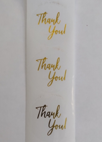 этикетка-наклейка thank you  золото 100шт