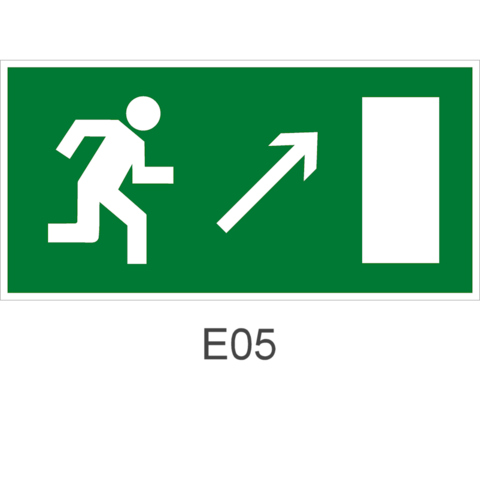 Знак Е05 движения к эвакуационному выходу направо вверх