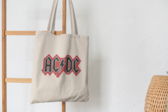 Сумка-шоппер с принтом AC DC (Рок) бежевая 001