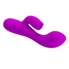 Лиловый вибратор Doreen с клиторальным стимулятором - 19,8 см. - 