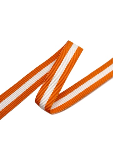 Репсовая лента в полоску, цвет: оранжевый/белый, ширина: 15 мм