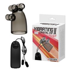 Дымчатая насадка-мастурбатор с вибрацией Vibrating Crystal Cap II - 