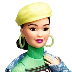 Барби BMR1959 Брюнетка в неоновом платье, джинсовке и берете - ! КОРОБКА ПОВРЕЖДЕНА !