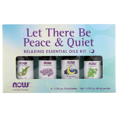 Now Foods, Let There Be Peace & Quiet, набор расслабляющих эфирных масел, 4 бутылочки, 1/3 жидкой унции (10 мл) каждая