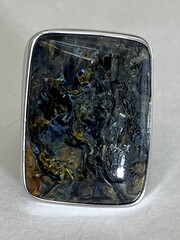 Петерсит прямоугольник (кольцо из серебра)