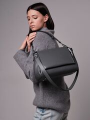 Сумка кожаная сэтчел серая