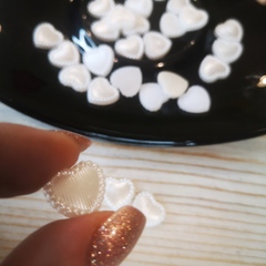 Полубусина кабошон сердечко белый перламутр, 14мм  (30шт)