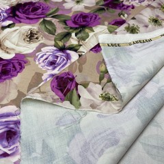 Мерный лоскут 2,17 м шерсть розы на бежевом фоне 3063