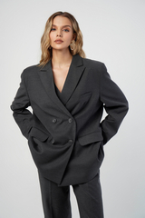 Двубортный жакет графитового цвета