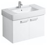 Шкафчик для раковины Geberit Renova Compact, двухдверный: B=78см, H=46.3см, T=47.8см, матовый белый / меламиновое покрытие, ультраглянцевые белые / пленочное покрытие