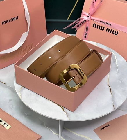 Кожаный ремень Miu Miu, коричневый