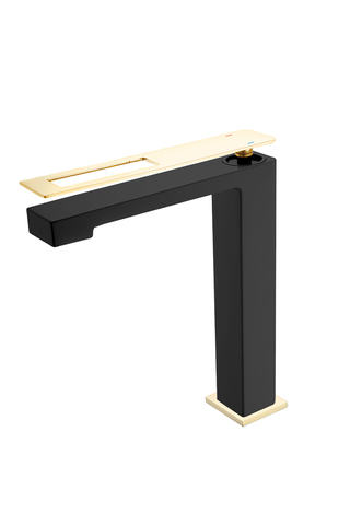 Boheme Q 142-BG Смеситель для раковины высокий, цвет: чёрный,золото