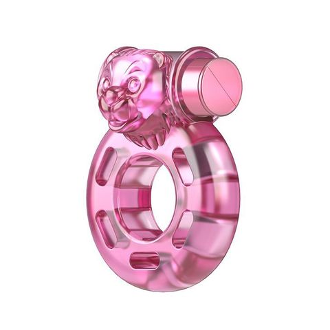Розовое эрекционное виброкольцо Pink Bear - Baile BI-010084A