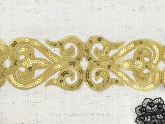 Тесьма термоузор орнамент, ш. 6,5 см, золото