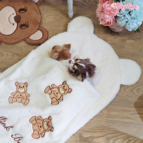 017 Комплект молочный: коврик + плед для маленьких собак "Мишки" / "Teddies" Wooflink