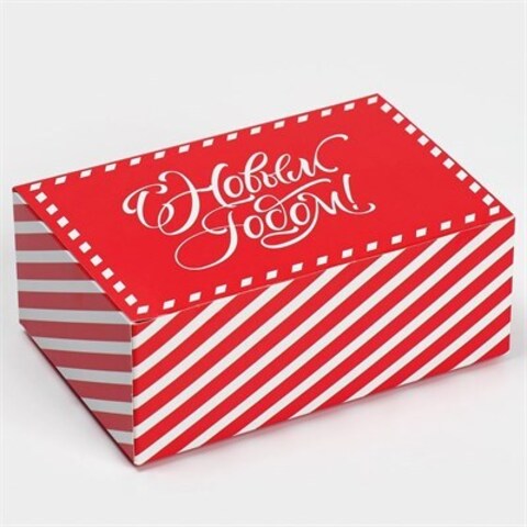 Коробка сборная одиночная Прямоугольник, «С Новым годом», 12*18*7 см