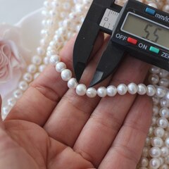 Жемчуг натуральный речной, круглый, 5,5-6,5 мм, 1 нить, Ж007