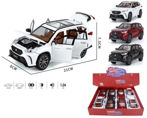 Машина металлическая РАВ 4 8  в уп, свет+муз 21см, цвета ассорти, цена за шт.