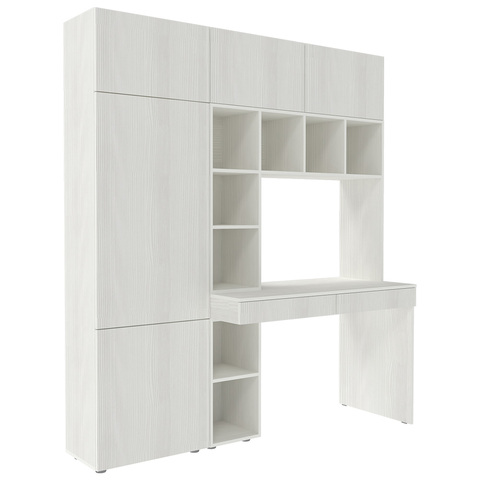 Стол письменный со стеллажом и шкафом КарИВи 1800 Белое Дерево Белое Дерево