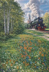 Паровоз (березы) - фон неопреновый