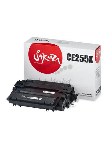 Картридж Sakura CE255X (55X) для HP, черный, 12500 к.