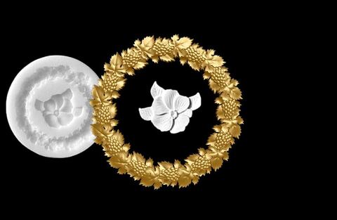 Силиконовый молд рамка венок Виноградная лоза средний + цветок в подарок