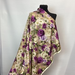 Мерный лоскут 2,17 м шерсть розы на бежевом фоне 3063