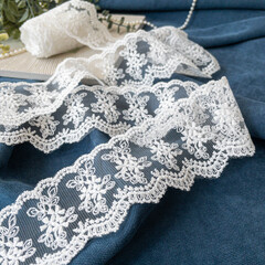 Кружево ажурное, белое, ширина 5,5 см, белое, длина 90 см