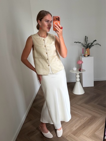 Юбка атласная миди молочный