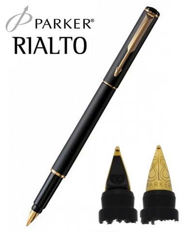 Ручка перьевая Parker Rialto F95, Matte Black GT, F  (S0152240)