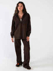 Брюки прямые вельвет темно-коричневый