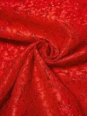 Ткань кружево на трикотажной основе люрекс, 230 гр/м2, 150 см, красный, под заказ