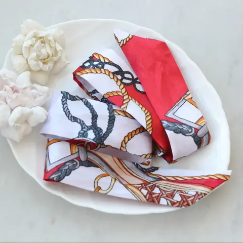 Твилли (шарф) красный/белый, 85*4 см, ПТ009