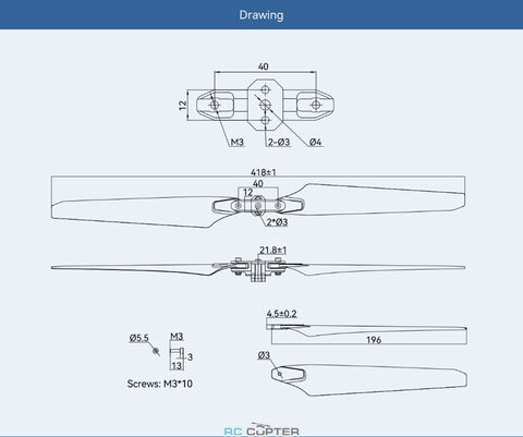Пропеллер полимерный складной MF 1604 VP T-Motor (пара) с изменяемым шагом