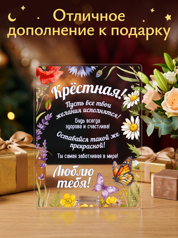 Открытка рамка с цветами крёстной