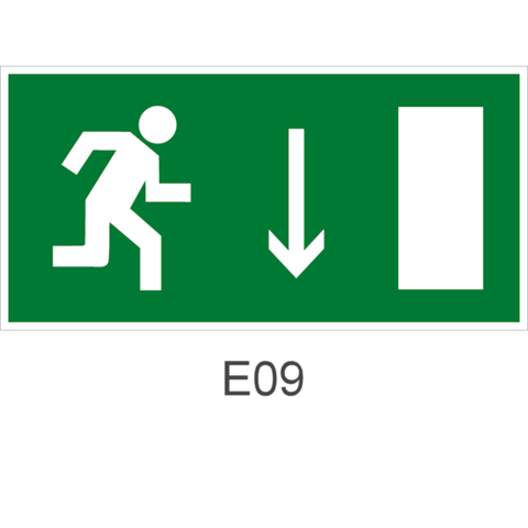 Знак Е09 эвакуационный выход (правосторонний)