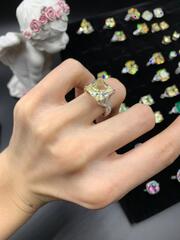 85431- Кольцо из серебра с квадратным,желтым кварцем огранка принцесса