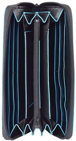 Кошелек женский Piquadro Blue Square, чёрный, кожа натуральная (PD1515B2R/N)