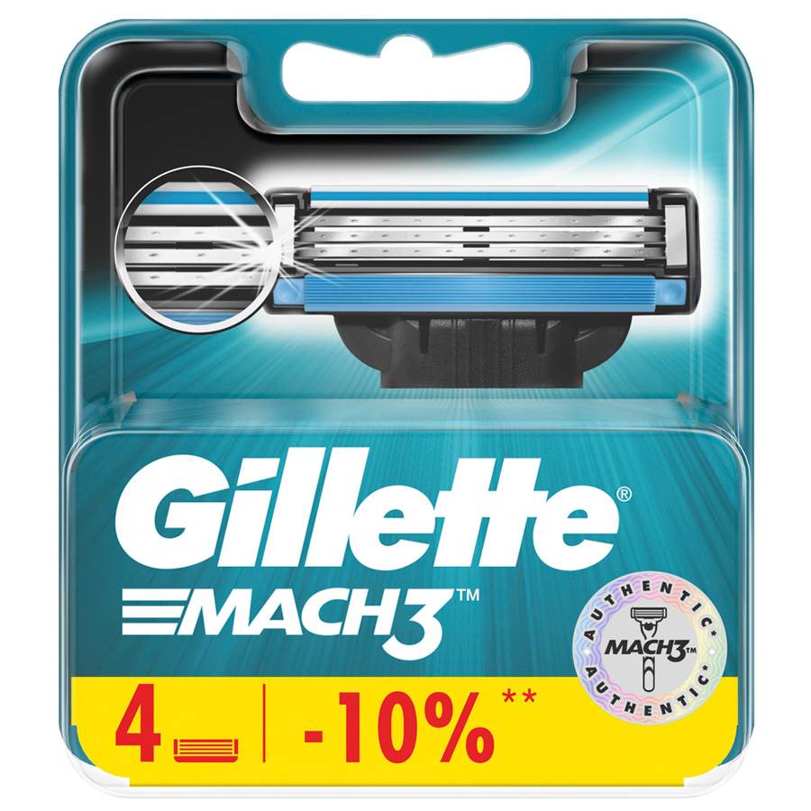 Сменные кассеты для бритья Gillette MACH3 (4 кассеты в упаковке)