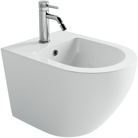 Ceramica Nova CN11002 Подвесное биде Uno, 1 отверстие под смеситель, с крепежом для полностью скрытого монтажа, цвет белый