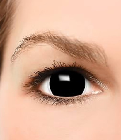 Увеличивающие черные crazy линзы / Черные линзы для фотосессий / Полная тонировка