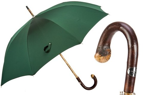 Зонт-трость Pasotti Dark Green Wooden Umbrella with Red Dots, Италия