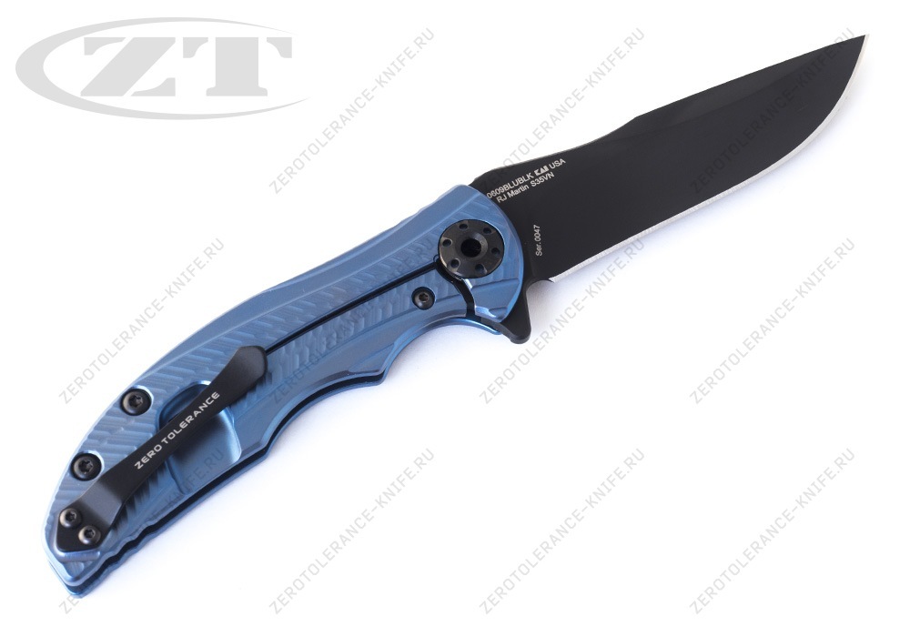 Нож Zero Tolerance 0609BLUBLK RJ Martin - фотография 