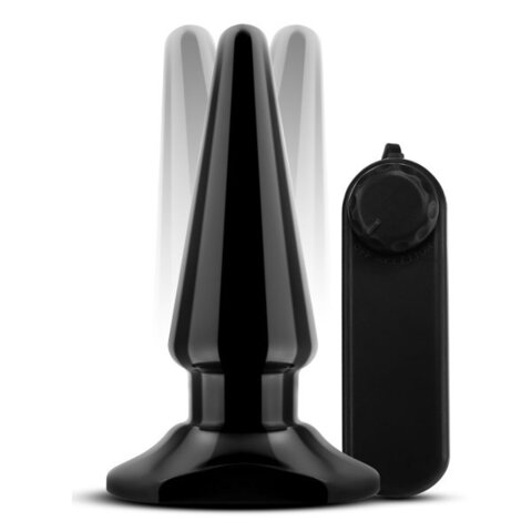 Черная анальная пробка с вибрацией Basic Vibrating Anal Pleaser - 10,2 см. - Blush Novelties Anal Adventures BL-10605