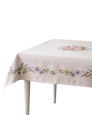 Скатерть 140х240см Mix&Match Home Розовое утро бежевая