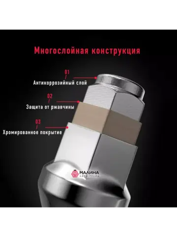Гайка колёсная М14x1.5 длина 35мм ключ 19 сфера