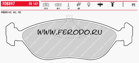 FDB897 Тормозные колодки дисковые OE 'PREMIER' VOLVO 440, 460, 480 3344703-8, 33447038