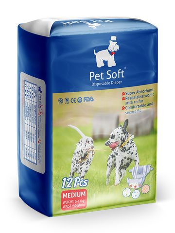 Pet Soft одноразовые впитывающие подгузники для животных размер M 12 штук