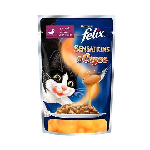 Felix Sensation пауч для кошек с уткой и морковью в соусе 85 г